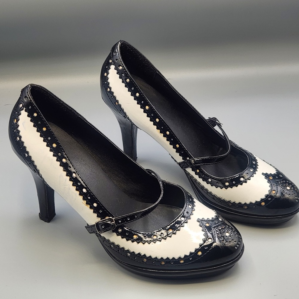 Costume Babydoll Platform Saddle Pumps Adult Women Heels Doll Shoes size 8